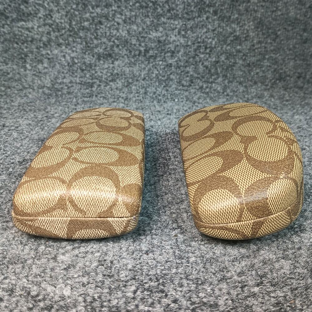 Coach Eyeglass Case Brown Signature Monogram Hard Clamshell 2ct - Picture 3 of 10